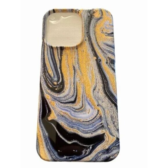 case for iPhone 14 pro max 6.7" gold & blue marble liquid art glitter - Picture 4 of 6